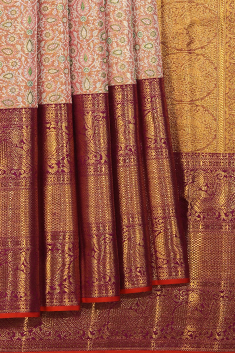 Collection of Kanchipattu An Ethereal Gold-Peach Saree in a gallery layout