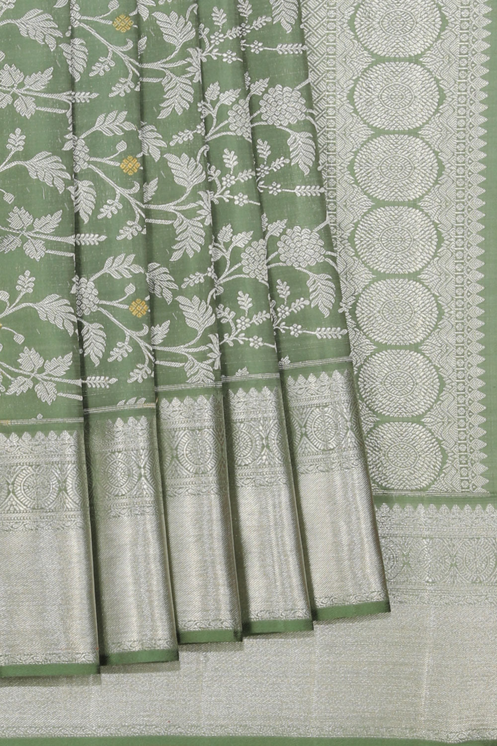 Collection of Kanchipattu Moss-Green Saree in a gallery layout