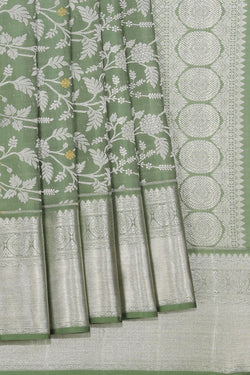 Collection of Kanchipattu Moss-Green Saree in a gallery layout