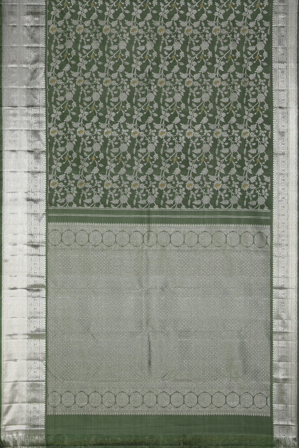 Collection of Kanchipattu Moss-Green Saree in a gallery layout