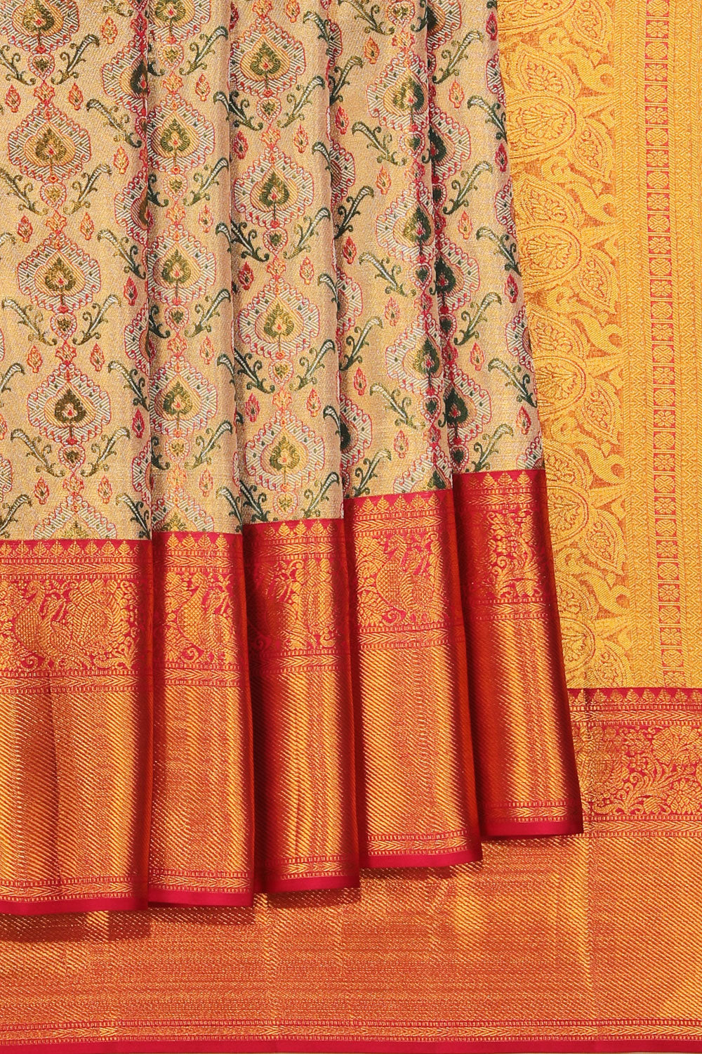 Collection of Kanchipattu Gold Saree in a gallery layout