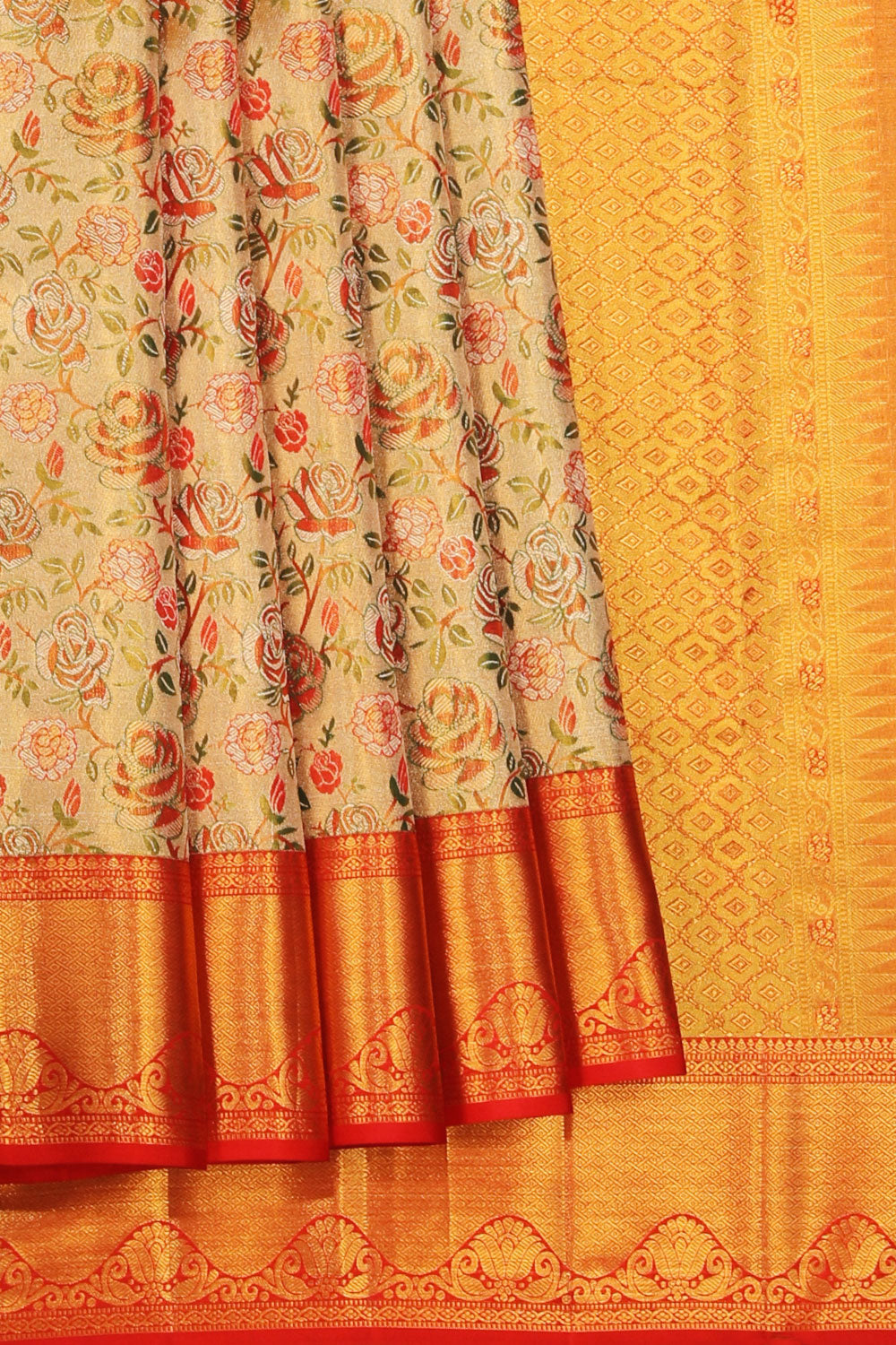 Collection of Kanchipattu Gold Saree in a gallery layout