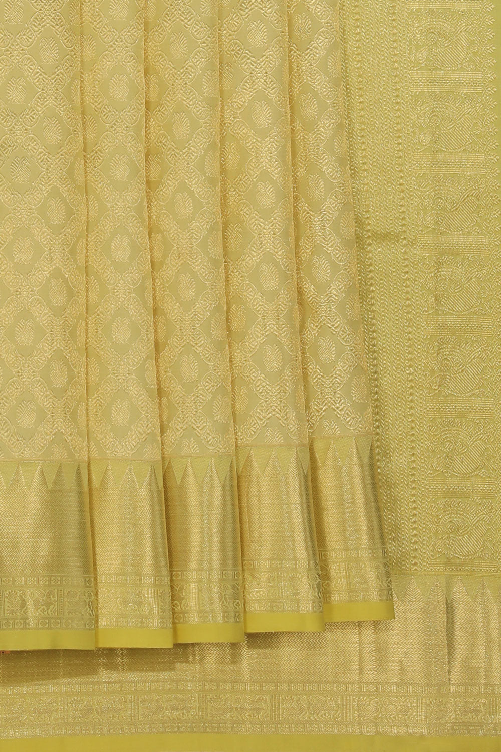 Collection of Kanchipattu Lime-Green Saree in a gallery layout