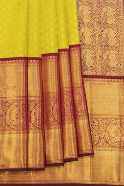 Collection of Kanchipattu Spring-Green Saree in a gallery layout