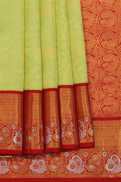 Collection of Kanchipattu Spring-Green Saree in a gallery layout