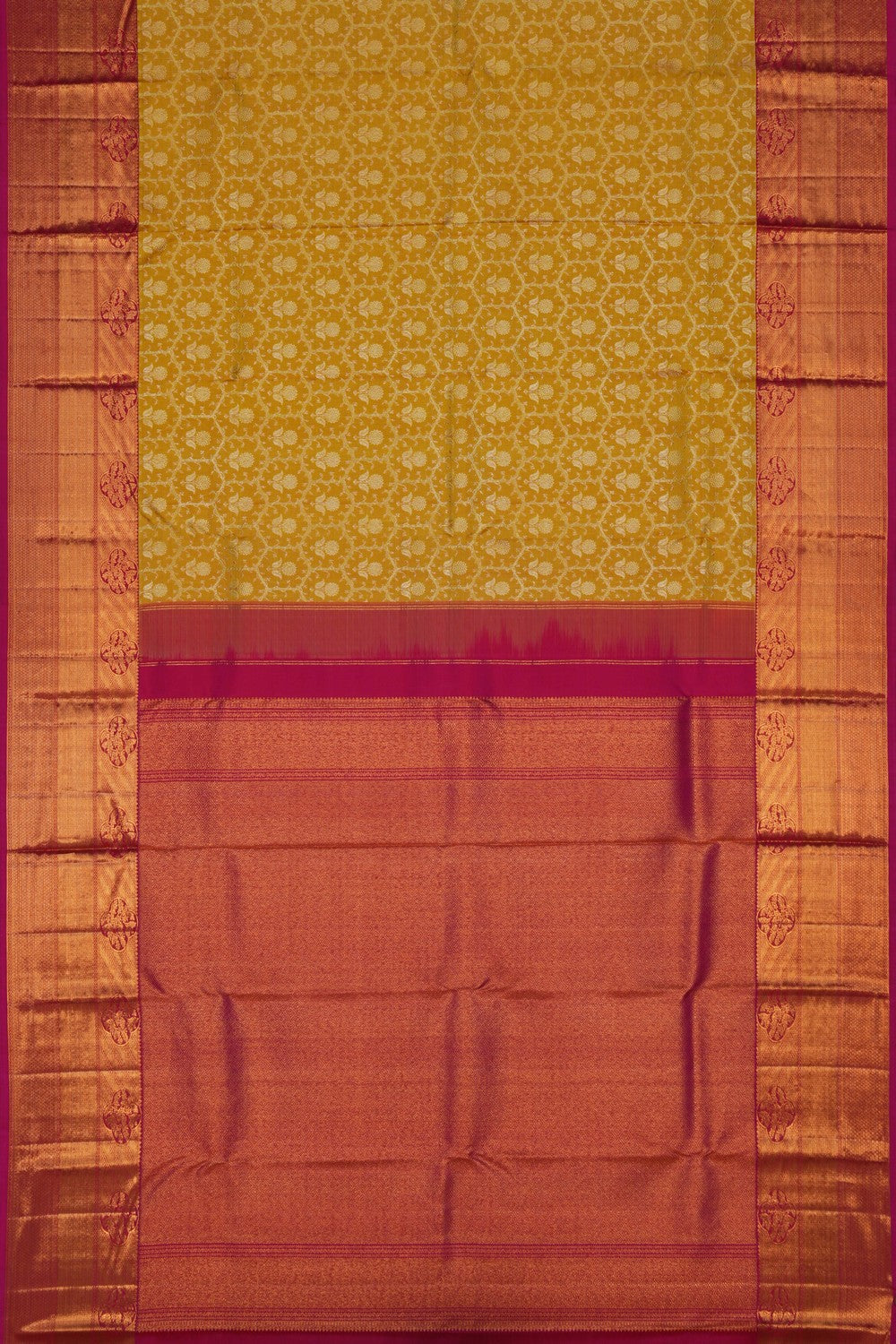 Image of Spring Yellow Brocade Kanchipattu Saree