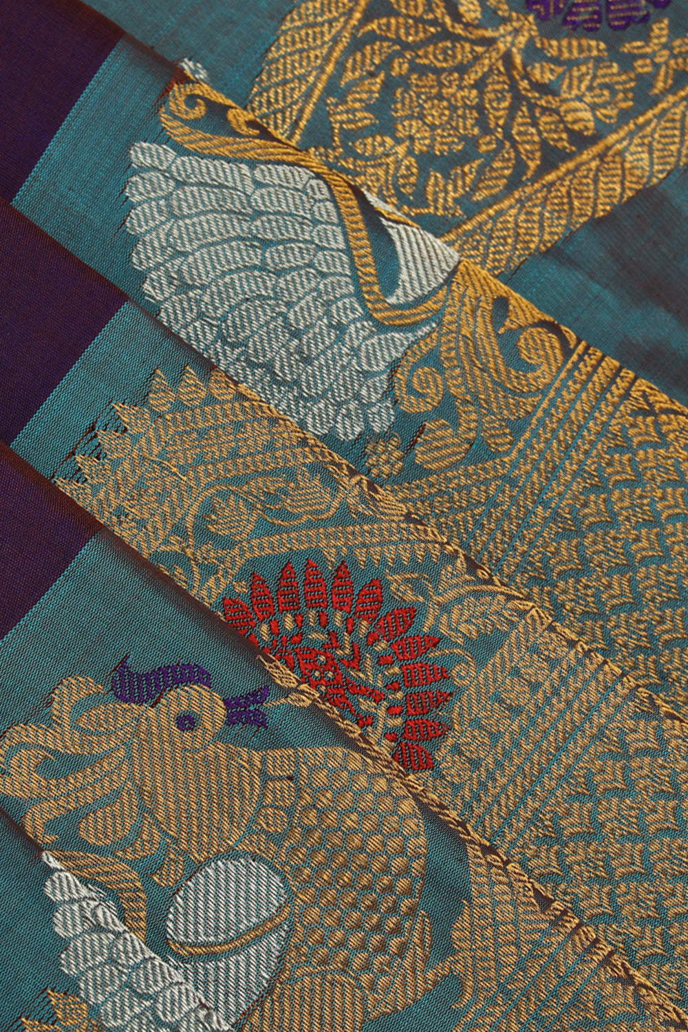 Image of Gadwal-Silk Violet Saree