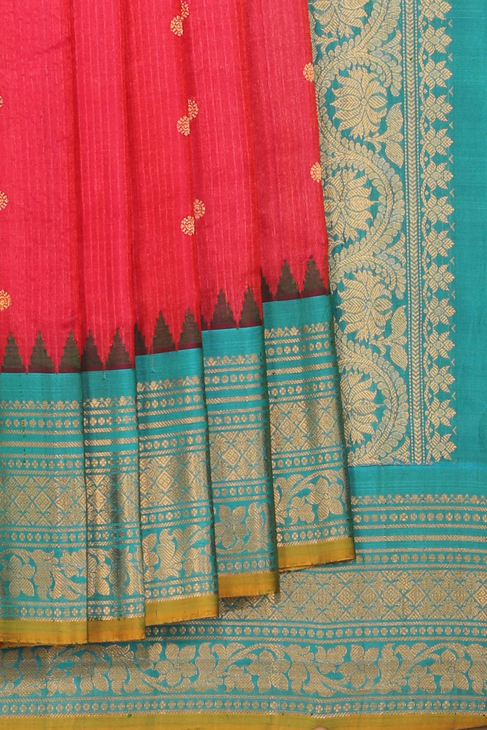 Collection of Gadwal Fuchsia-Pink Saree in a gallery layout