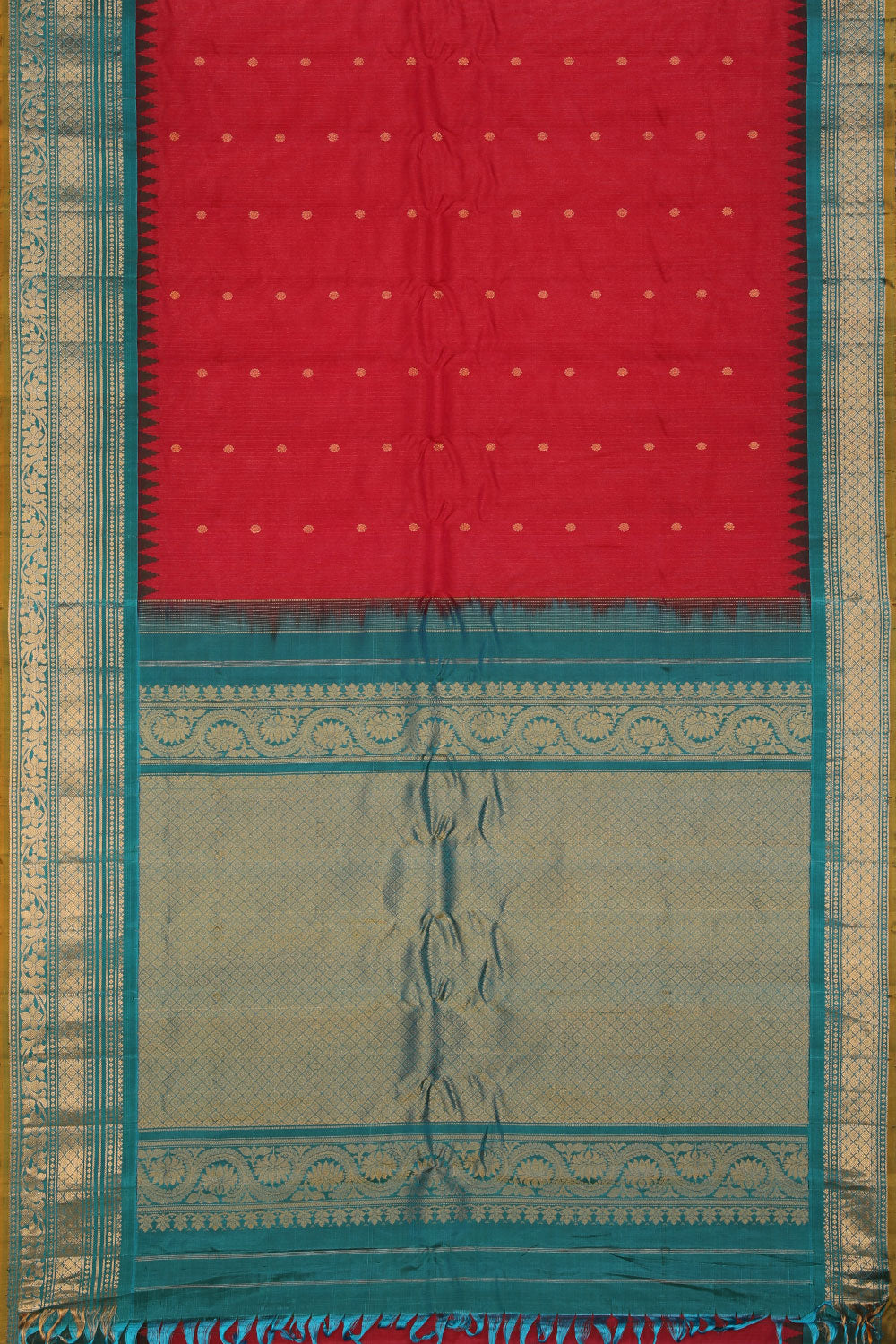 Collection of Gadwal Fuchsia-Pink Saree in a gallery layout