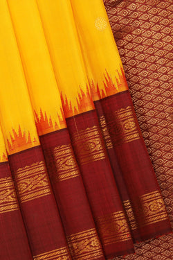 Collection of Gadwal Silk Yellow Saree in a gallery layout