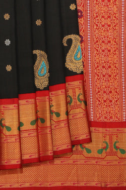 Collection of Gadwal Silk Black Saree in a gallery layout