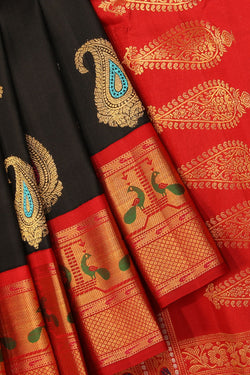 Collection of Gadwal Silk Black Saree in a gallery layout