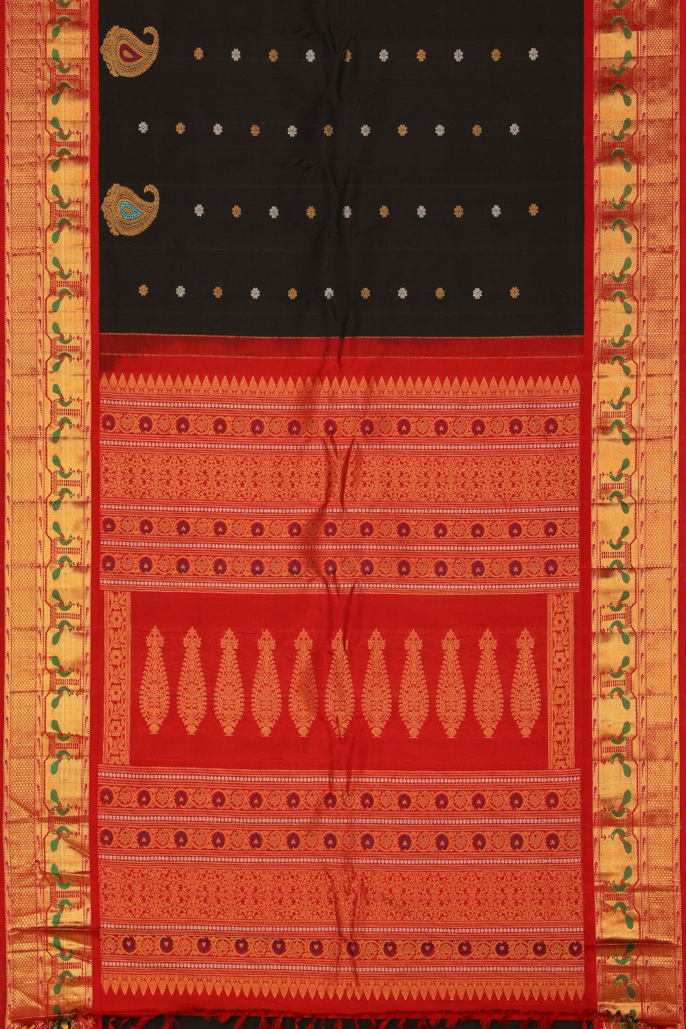 Collection of Gadwal Silk Black Saree in a gallery layout