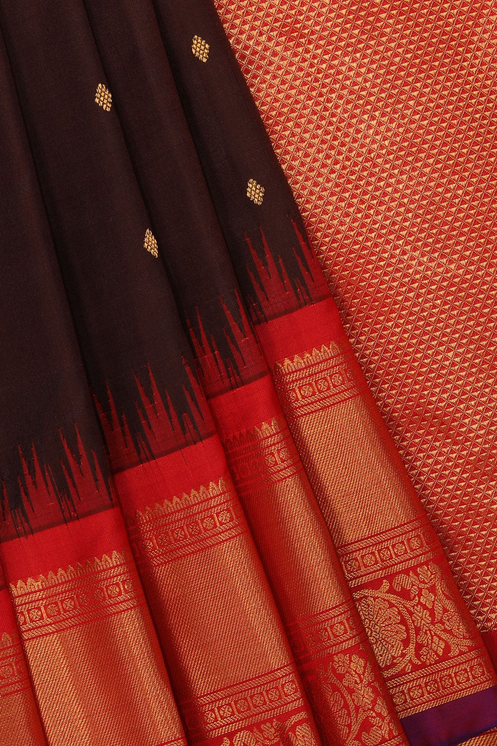 Collection of Gadwal Silk Coffee-Brown Saree in a gallery layout