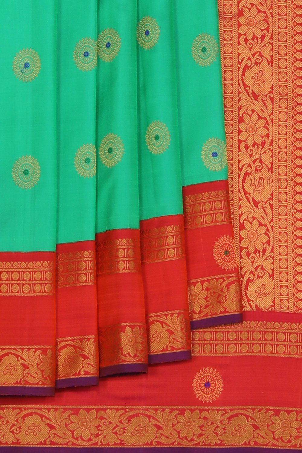 Collection of Gadwal Silk Green Saree in a gallery layout