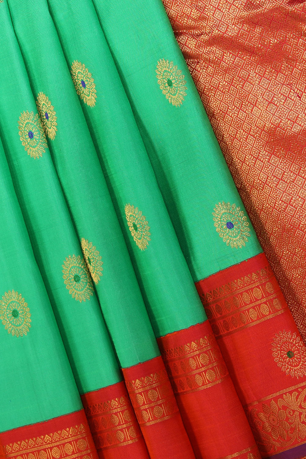 Collection of Gadwal Silk Green Saree in a gallery layout