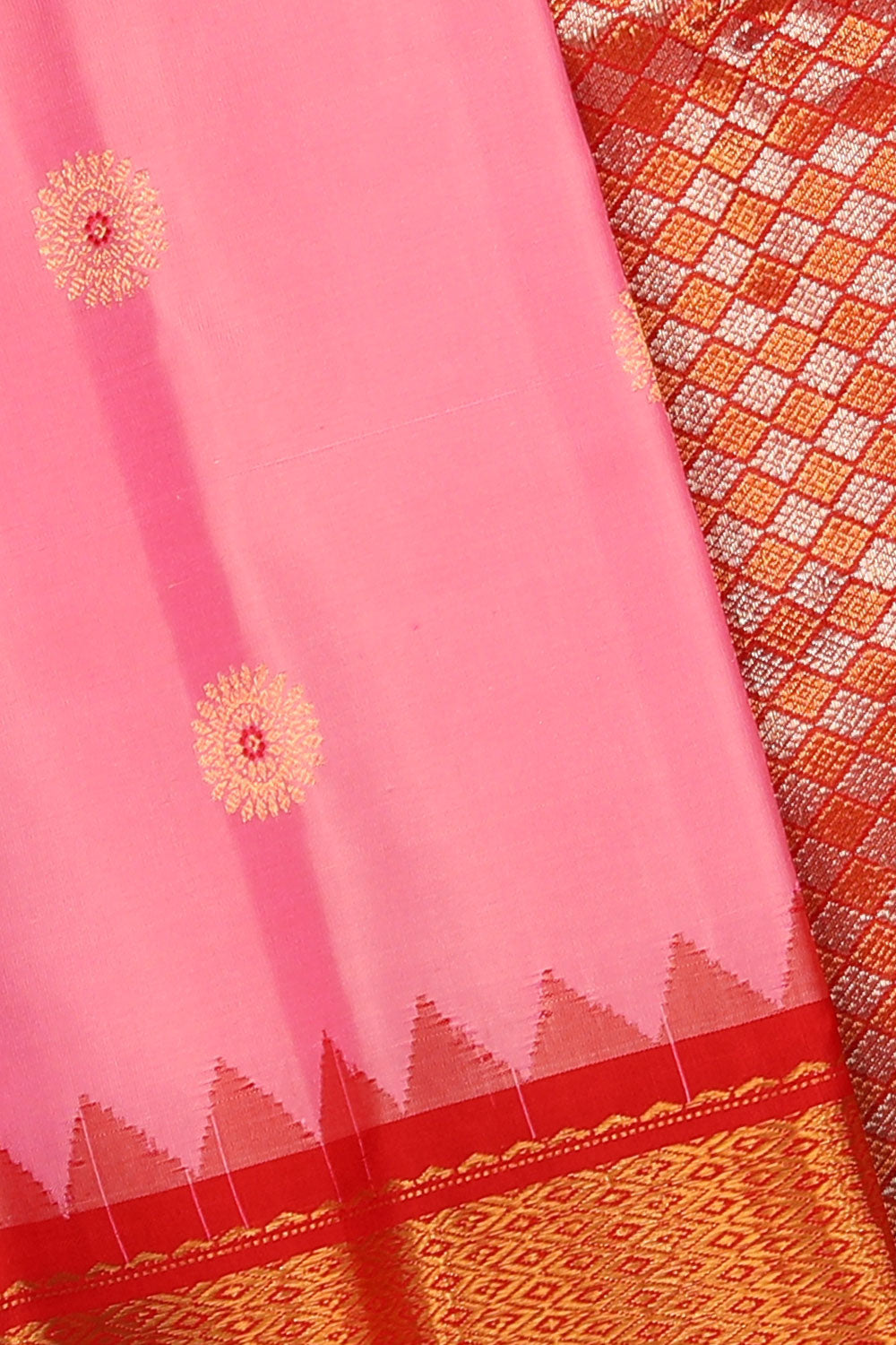 Collection of Gadwal Silk Pink Saree in a gallery layout