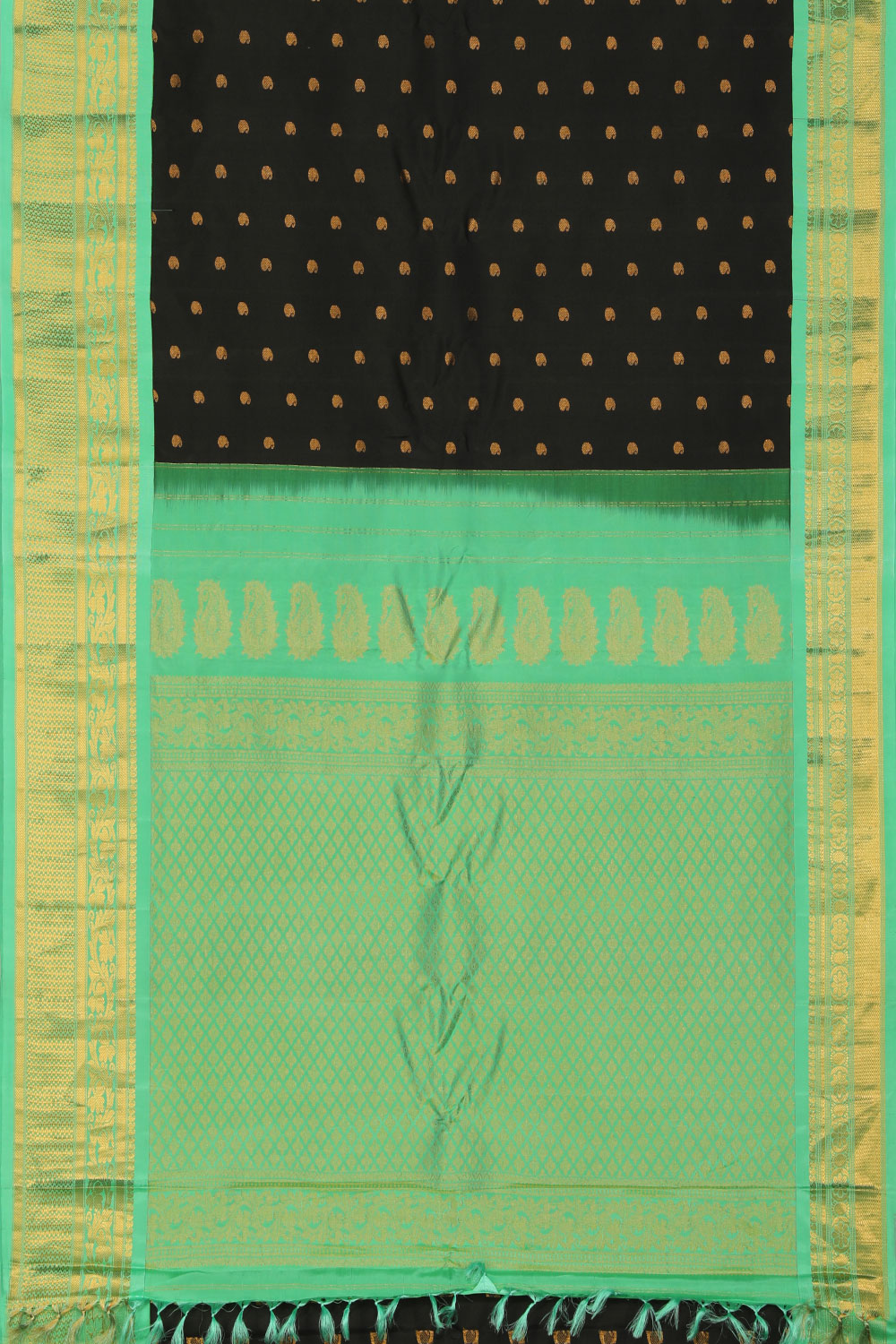 Collection of Gadwal Silk Black Saree in a gallery layout