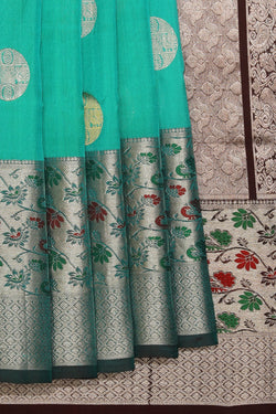 Collection of Venkatagiri-Silk Sea-Green Saree in a gallery layout