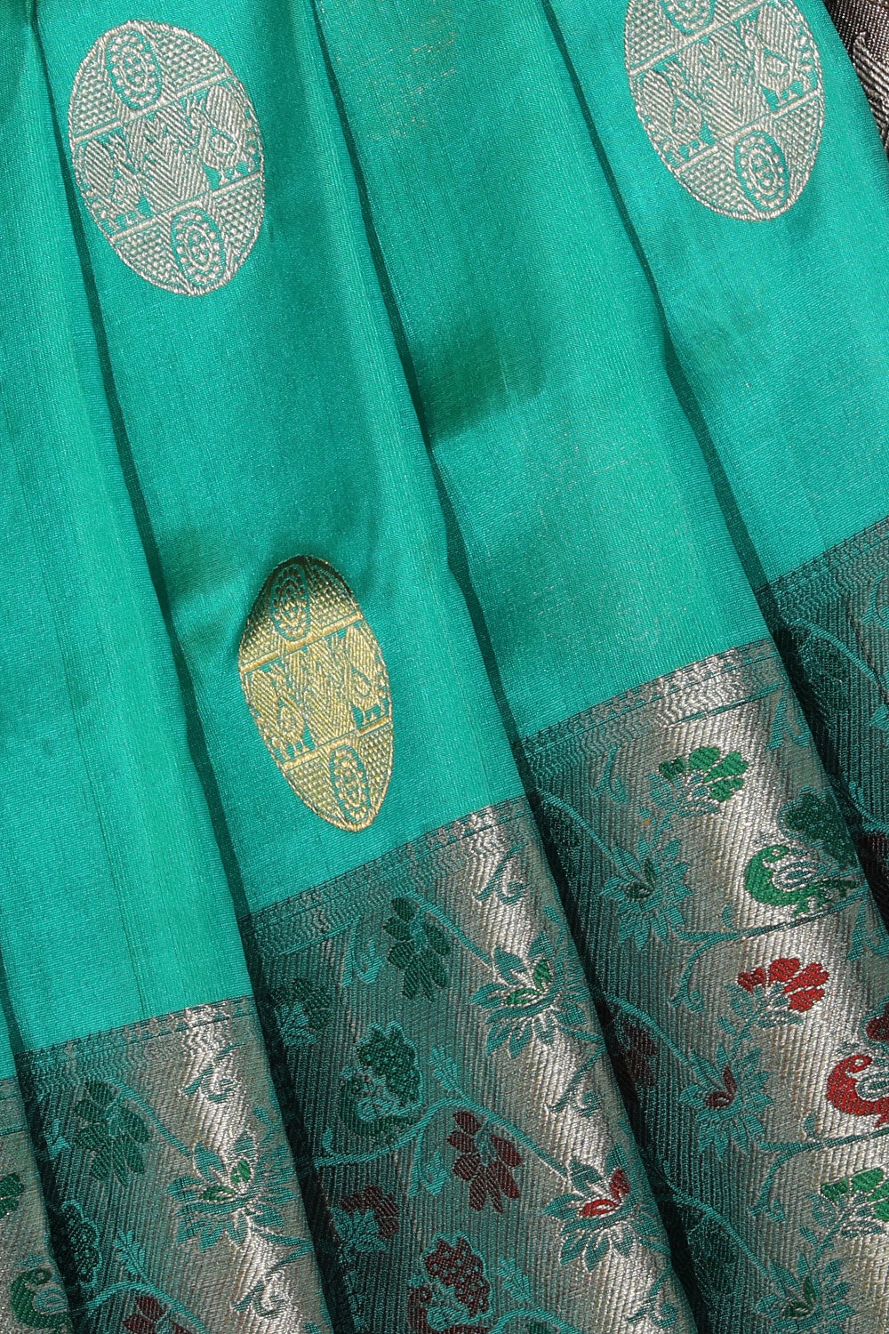 Image of Venkatagiri-Silk Sea-Green Saree