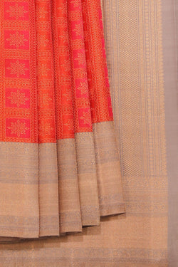 Collection of Kanjivaram-Silk Orange/Pink Saree in a gallery layout