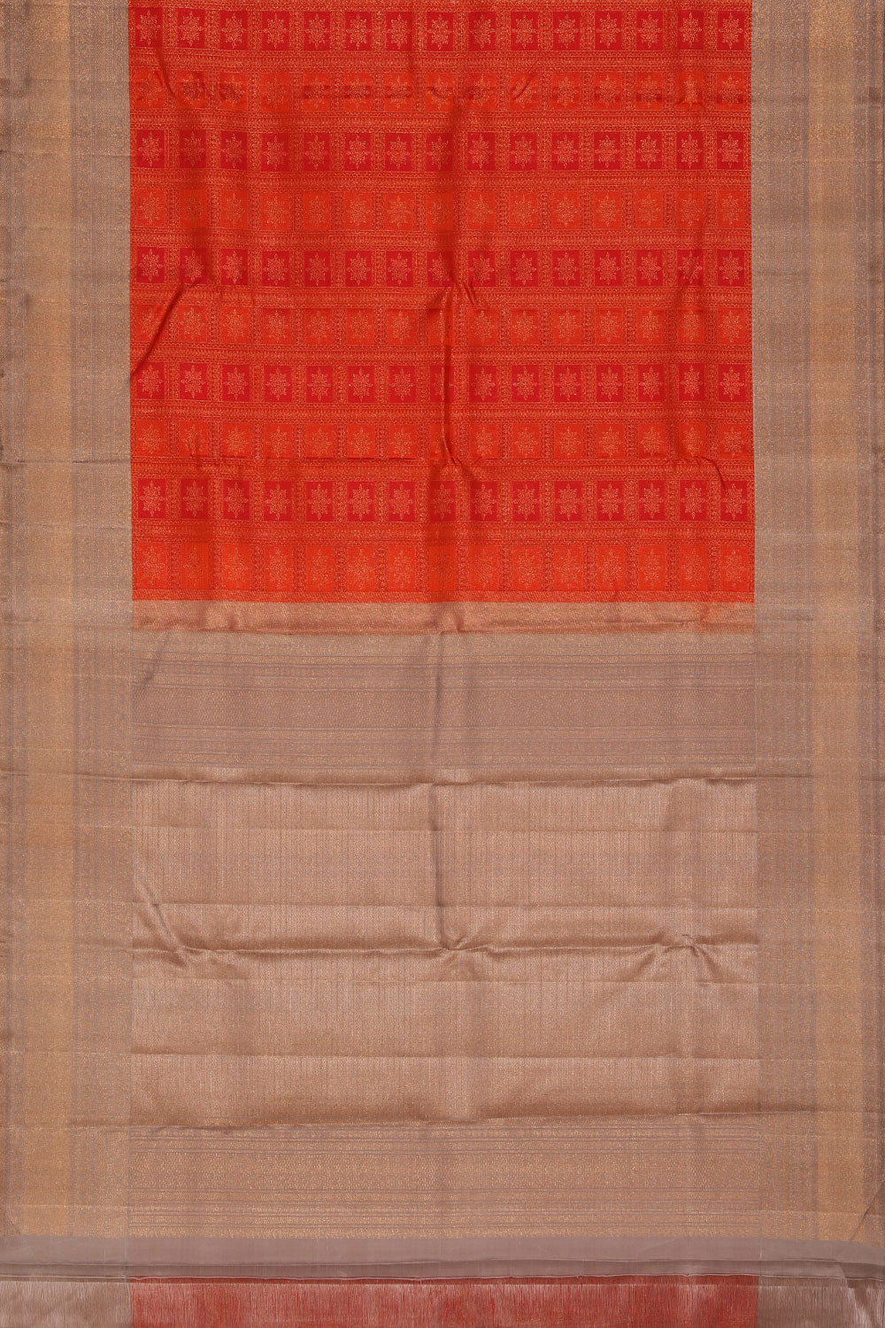 Kanjivaram-Silk Orange/Pink Saree