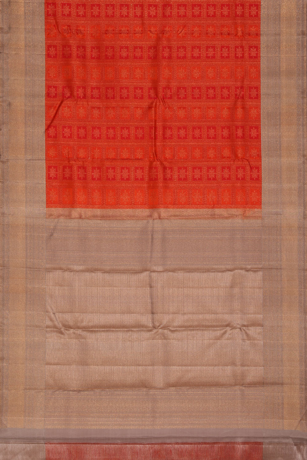 Image of Kanjivaram-Silk Orange/Pink Saree
