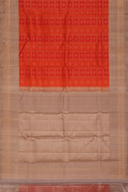 Image of Kanjivaram-Silk Orange/Pink Saree