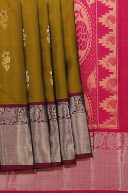 Collection of Simple Yet Elegant Soft-Silk Moss-Green Saree in a gallery layout