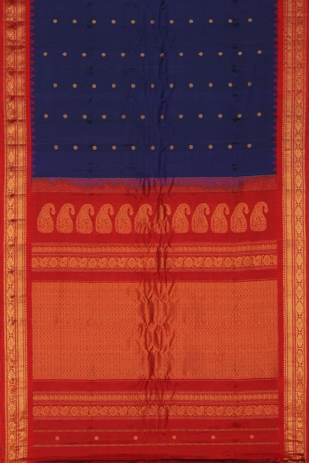 Collection of Gadwal Silk Navy Blue Saree in a gallery layout