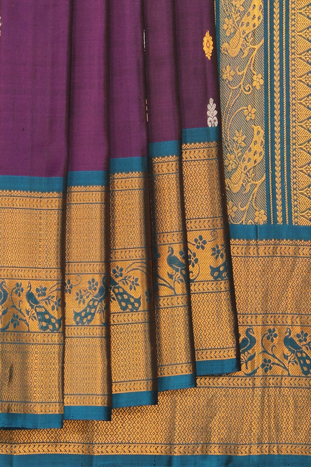 Collection of Gadwal Silk Violet Saree in a gallery layout