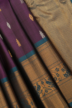 Collection of Gadwal Silk Violet Saree in a gallery layout