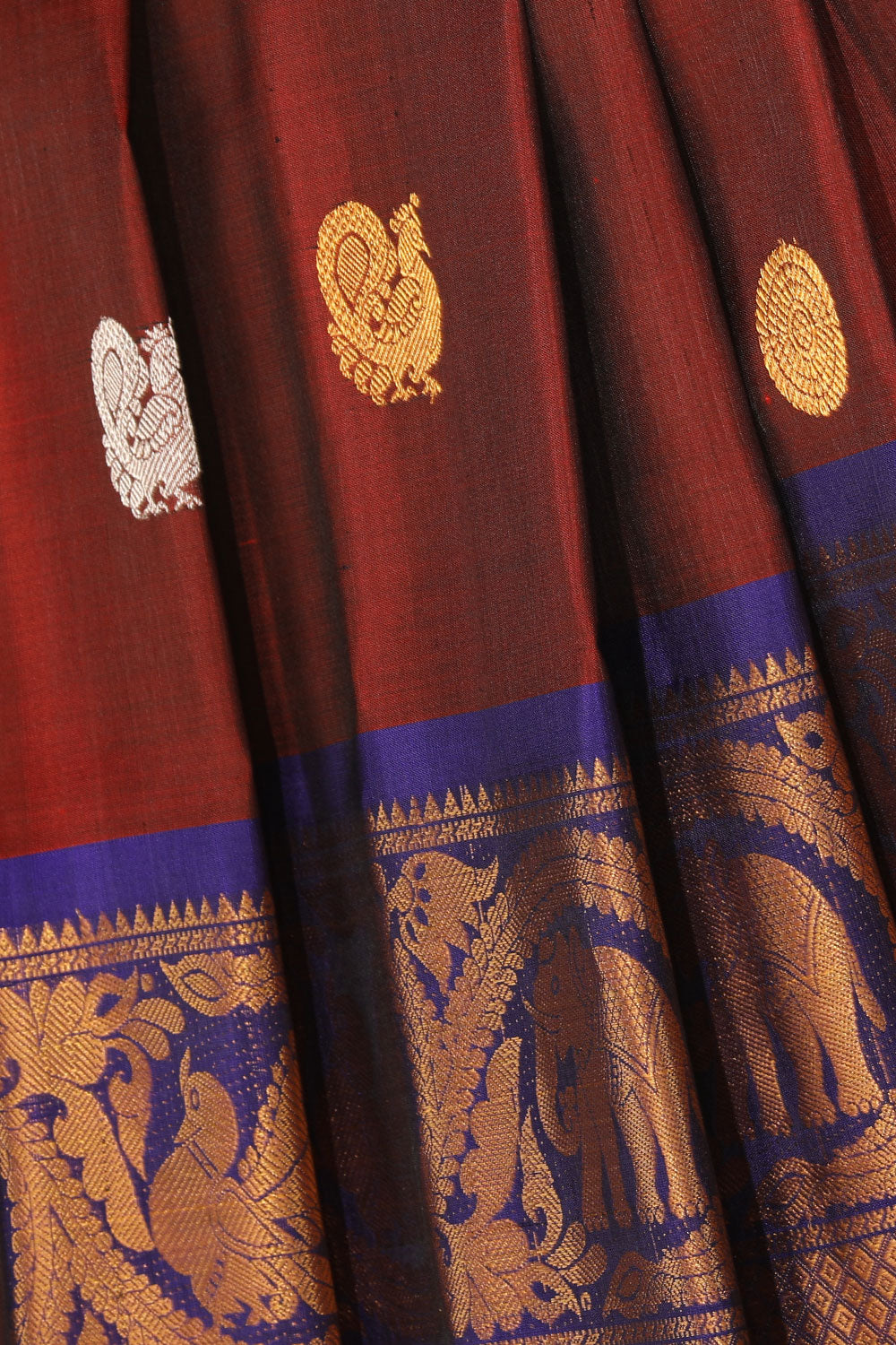 Collection of Gadwal Silk Maroon Saree in a gallery layout