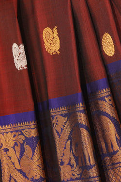 Collection of Gadwal Silk Maroon Saree in a gallery layout