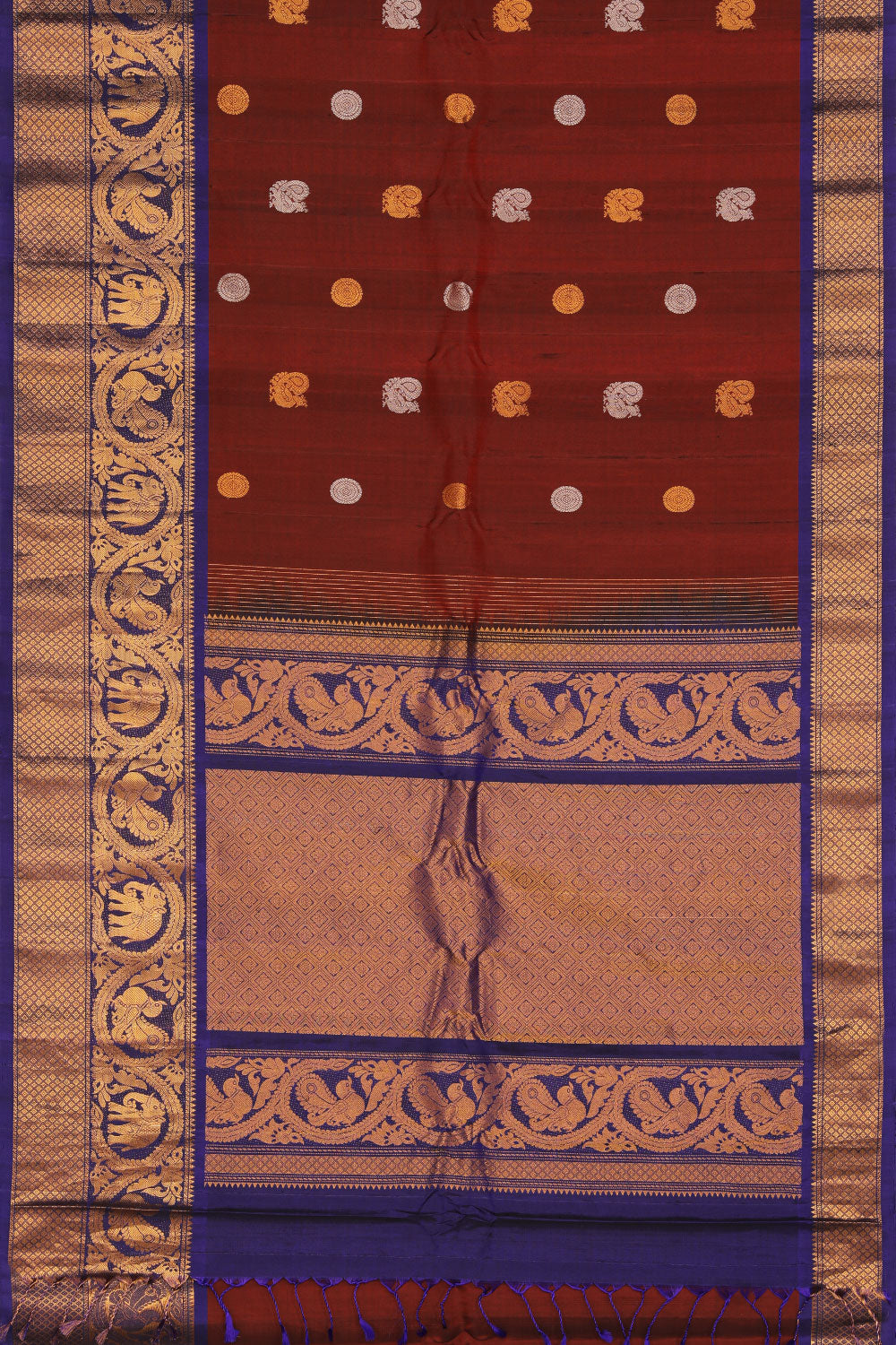 Collection of Gadwal Silk Maroon Saree in a gallery layout