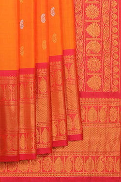 Collection of Gadwal Silk Coral-Orange Saree in a gallery layout