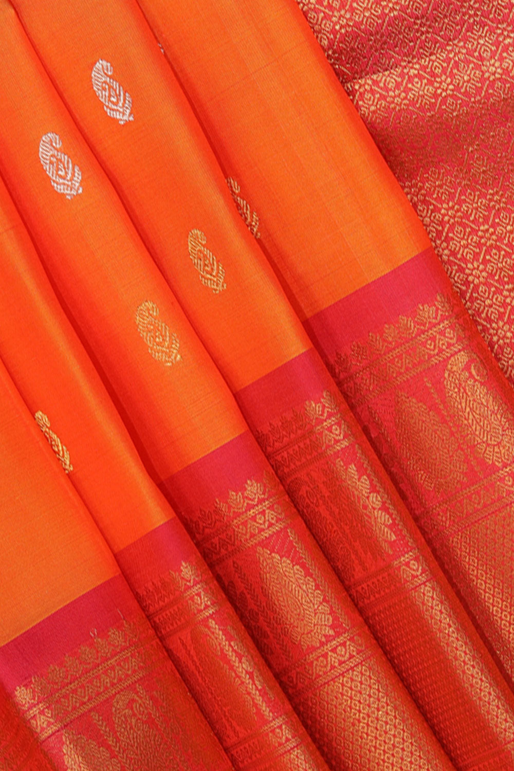 Collection of Gadwal Silk Coral-Orange Saree in a gallery layout