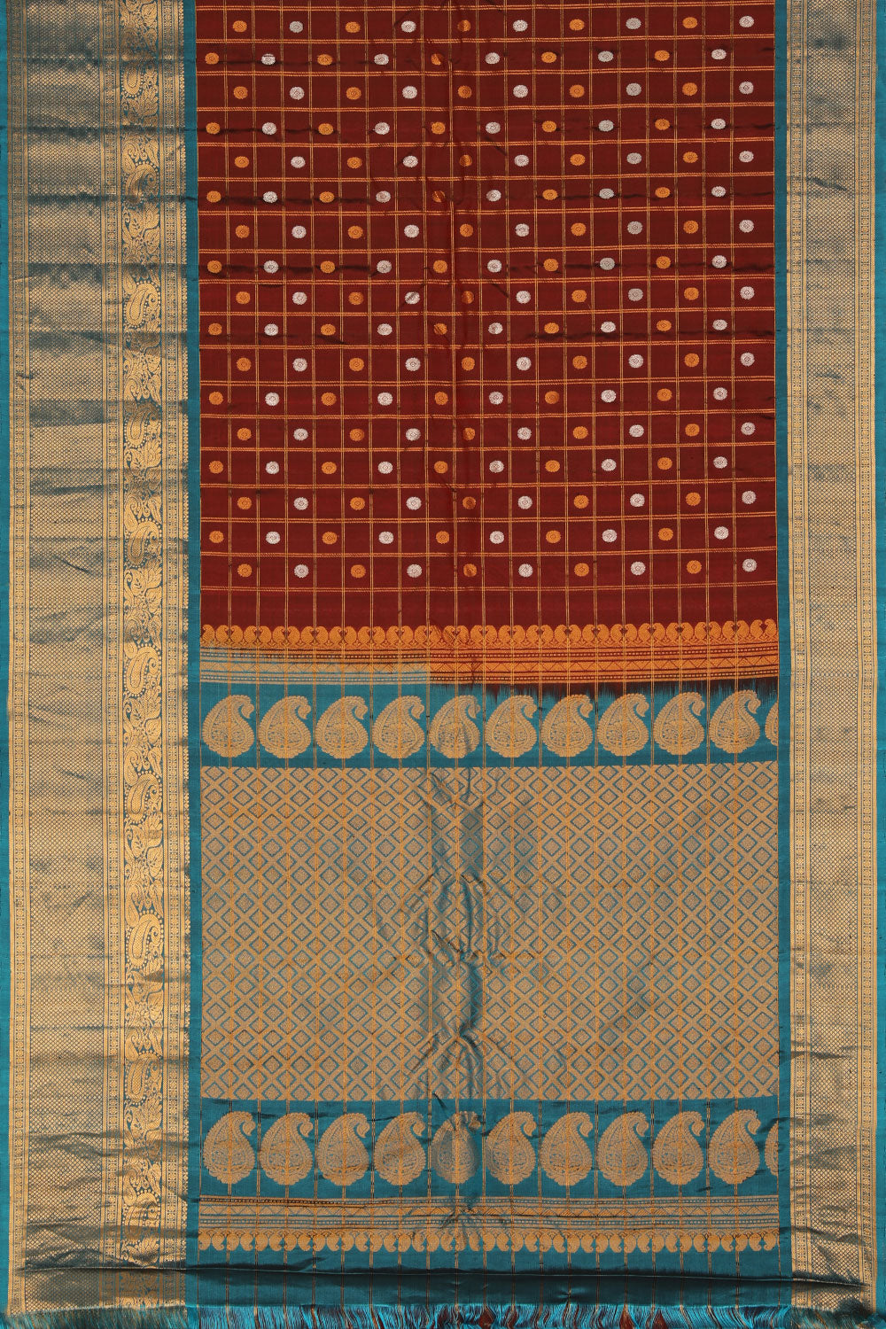 Image of Gadwal Silk Maroon Saree