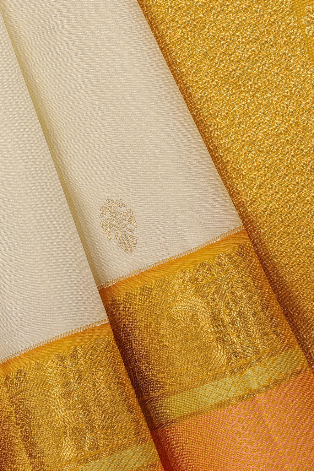 Image of Kanjivaram-Silk White Saree