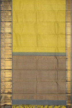 Collection of Kanjivaram-Silk Lime-Yellow Saree in a gallery layout