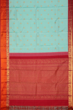 Collection of Kanjivaram-Silk Aqua-Blue Saree in a gallery layout