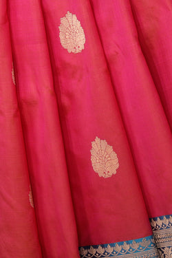 Image of Banarasi Silk Fuchsia-Pink Saree