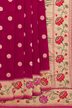 Collection of Banarasi Georgette Plum-Pink Saree in a gallery layout