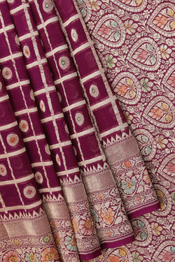 Collection of Banarasi Georgette Violet Saree in a gallery layout