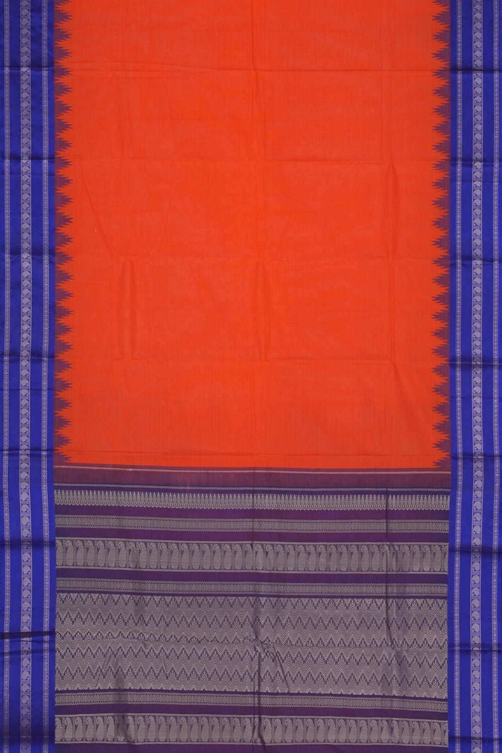 Image of Kanchi Cotton Orange Saree