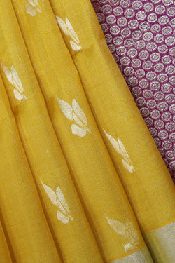 Image of Venkatagiri-Silk Yellow Saree