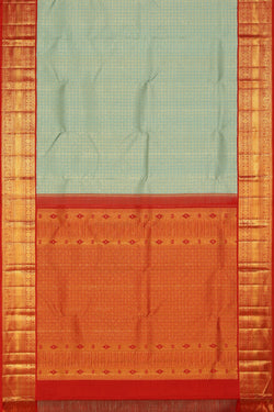 Collection of Kanjivaram-Silk Aqua-Green Saree in a gallery layout