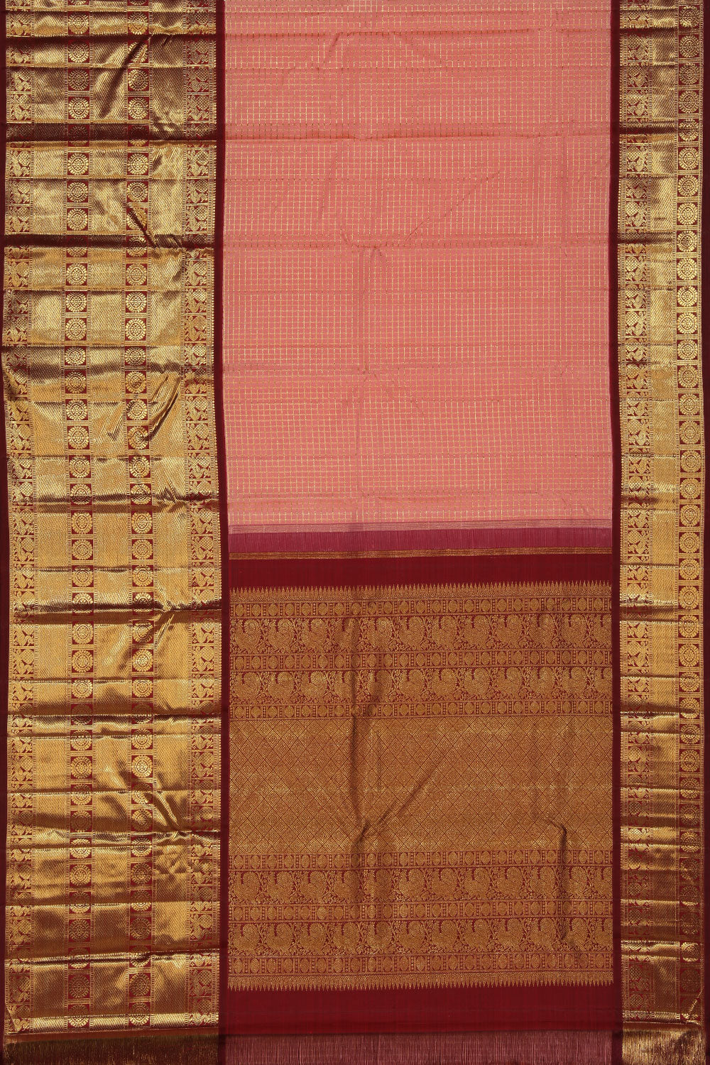 Kanjivaram-Silk Coral-Pink Saree