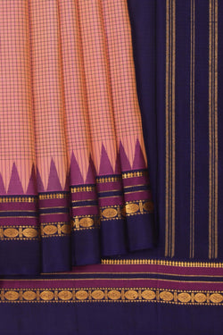 Image of Kanchipuram Silk Kattam Peach Saree