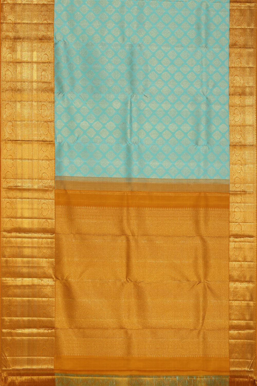Image of Kanjivaram-Silk Aqua Blue Saree